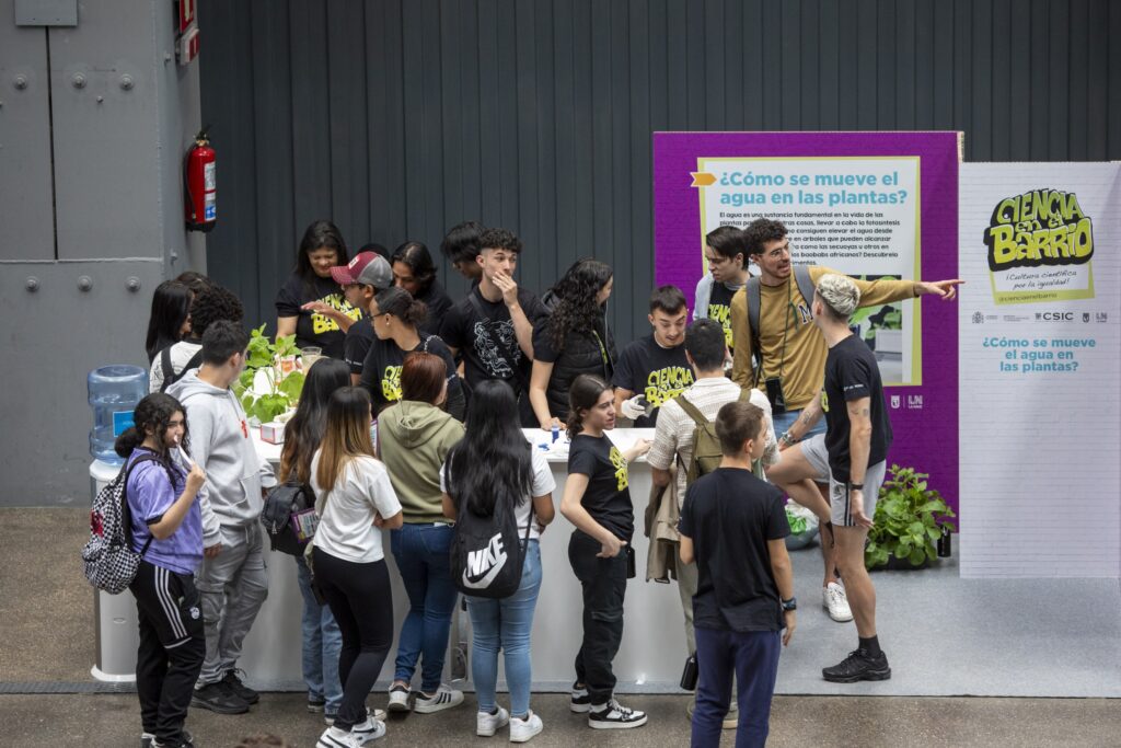 Estudiantes del CEPA Entrevías en su stand de la feria.